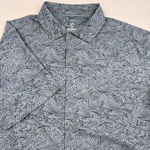 Kuhl Shirt Mens Medium Blue Ocean Wave Print Short Sleeve Button Up Outdoor